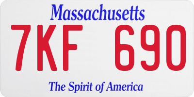 MA license plate 7KF690