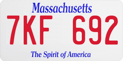 MA license plate 7KF692