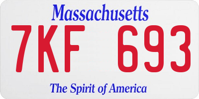 MA license plate 7KF693