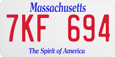 MA license plate 7KF694