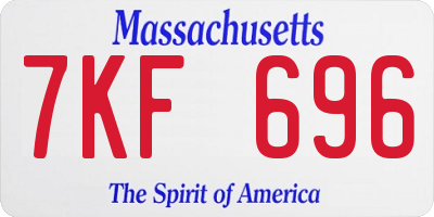 MA license plate 7KF696