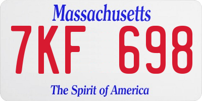 MA license plate 7KF698