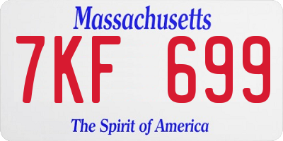 MA license plate 7KF699