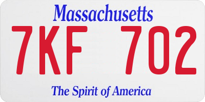 MA license plate 7KF702