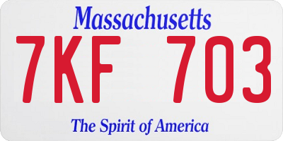 MA license plate 7KF703