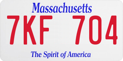 MA license plate 7KF704