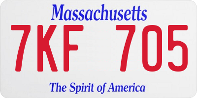 MA license plate 7KF705