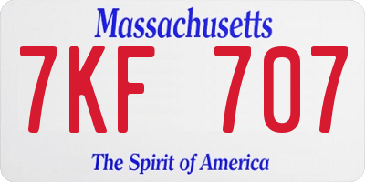 MA license plate 7KF707