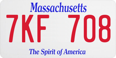 MA license plate 7KF708