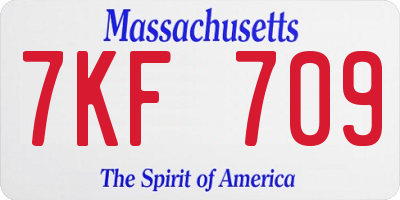 MA license plate 7KF709
