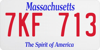 MA license plate 7KF713