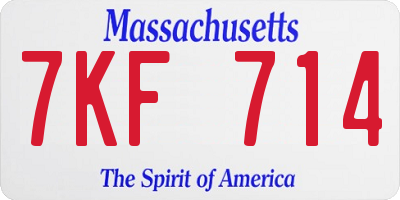 MA license plate 7KF714