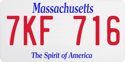 MA license plate 7KF716