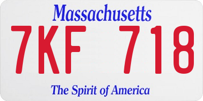 MA license plate 7KF718