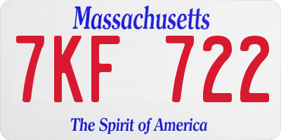 MA license plate 7KF722