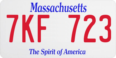 MA license plate 7KF723