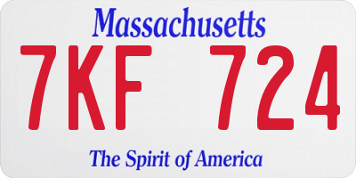 MA license plate 7KF724