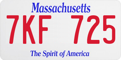 MA license plate 7KF725