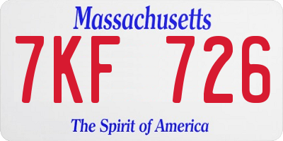 MA license plate 7KF726