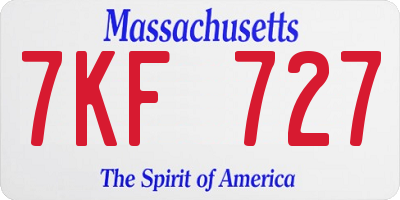 MA license plate 7KF727