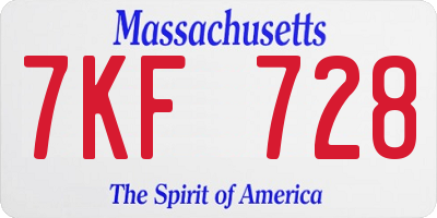 MA license plate 7KF728