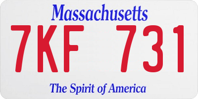 MA license plate 7KF731