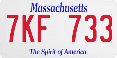 MA license plate 7KF733