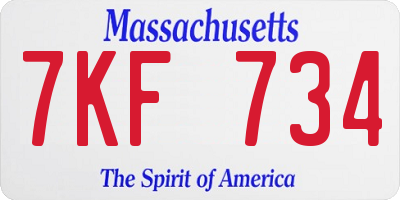 MA license plate 7KF734