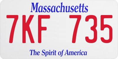 MA license plate 7KF735