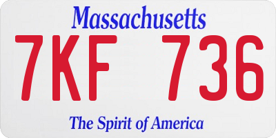 MA license plate 7KF736