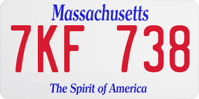 MA license plate 7KF738