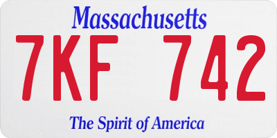 MA license plate 7KF742