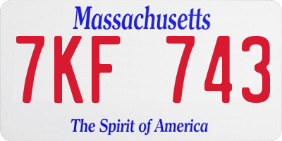MA license plate 7KF743