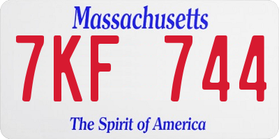 MA license plate 7KF744