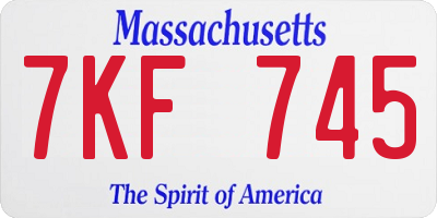 MA license plate 7KF745