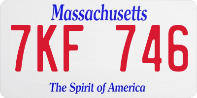 MA license plate 7KF746