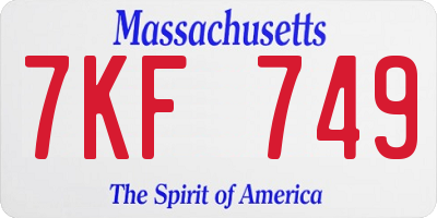 MA license plate 7KF749