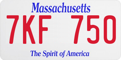 MA license plate 7KF750