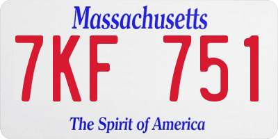 MA license plate 7KF751
