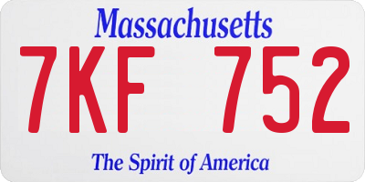 MA license plate 7KF752