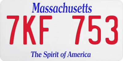 MA license plate 7KF753