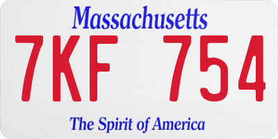 MA license plate 7KF754