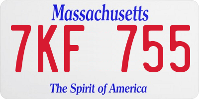 MA license plate 7KF755