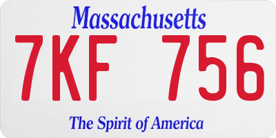 MA license plate 7KF756