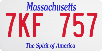 MA license plate 7KF757