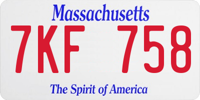 MA license plate 7KF758