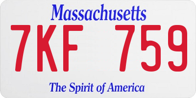 MA license plate 7KF759