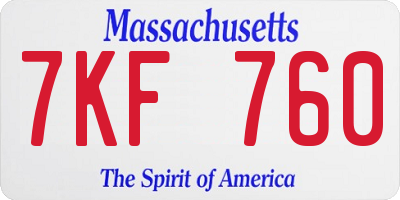 MA license plate 7KF760