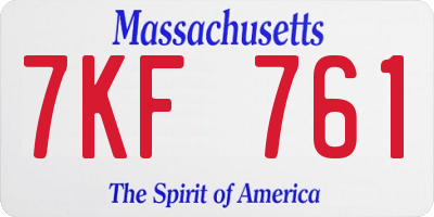 MA license plate 7KF761