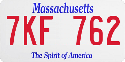 MA license plate 7KF762